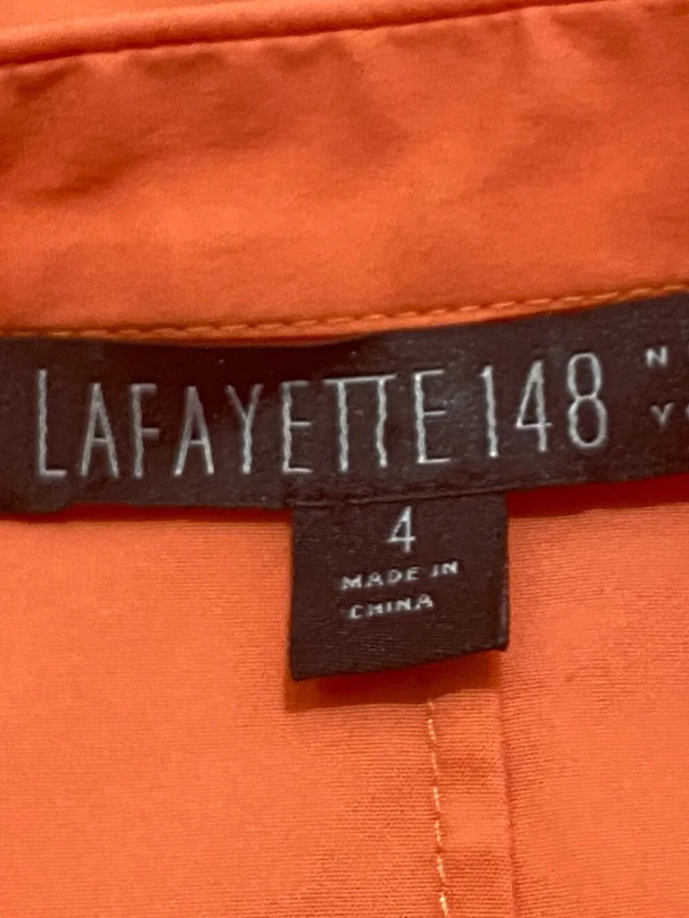 Lafayette 148 Womens Sz 4 Blouse Button Up Shirt  Sleeveless Orange Coral - Picture 7 of 9